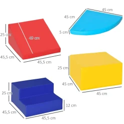 4 blocs de construction en mousse XL - modules de motricité - jouets éducatifs - certifiés normes EN71-1-2-3 - mousse EPE revêtement PU bleu rouge jaune
