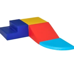 4 blocs de construction en mousse XL - modules de motricité - jouets éducatifs - certifiés normes EN71-1-2-3 - mousse EPE revêtement PU bleu rouge jaune