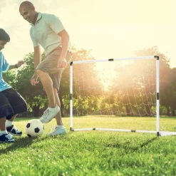 2 cages de foot pour enfant 120 x 80cm, 1 ballon et pompe inclus, intérieur/extérieur