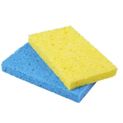 2 Eponges nettoyantes - 15 x 10 cm - Jaune et bleu