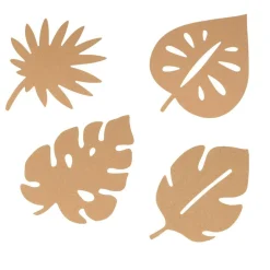 4 feuilles tropicales en bois 15cm