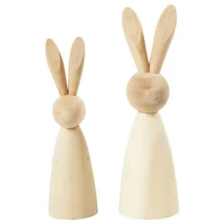 2 lapins en bois à décorer - 12 et 14 cm