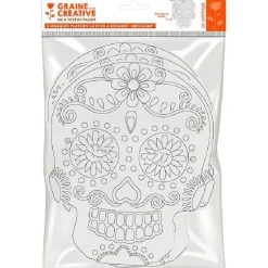 60 masques plats en carton à colorier - Calavera mexicaine