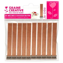 10 mèches à bougies en pin larges 13 x 2 cm