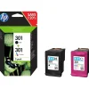 301 Pack de 2 Cartouches d'encre Noir et Trois Couleurs Authentique (N9J72AE)