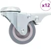 12 pcs Roulettes pivotantes a trou de boulon 50 mm