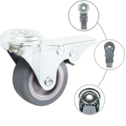 12 pcs Roulettes pivotantes a trou de boulon 50 mm