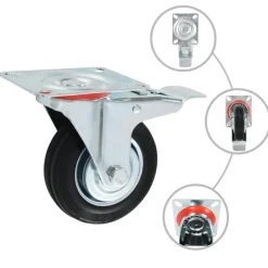 24 pcs Roulettes pivotantes 100 mm