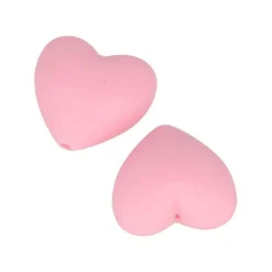 2 perles silicone coeur - 29 x 19 x 12 mm - rose
