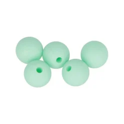 5 perles silicone rondes - 10 mm - vert d'eau
