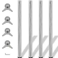 4 pieds de table reglables en hauteur 870 mm Chrome