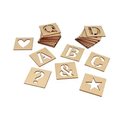 30 pochoirs en bois 6 x 6 cm - Alphabet