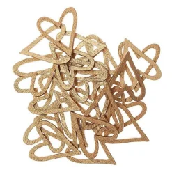 24 silhouettes en bois coeurs ouverts dorés