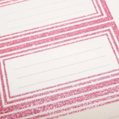 12 étiquettes adhésives scolaires - Rectangle rose - Paillettes