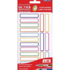 36 étiquettes plastifiées - Couleurs primaires - Ultra-résistantes