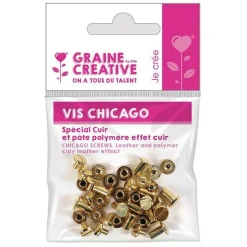 20 vis Chicago dorées - attaches cuir 10 mm x Ø 9,5 mm