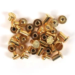 20 vis Chicago dorées - attaches cuir 10 mm x Ø 9,5 mm