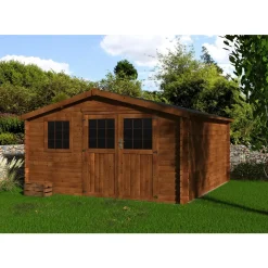 Abri bois 34mm VALLAURIS Traité Autoclave -13,8m2 double porte