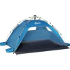Abri de camping tente de plage instantanée portable 2 fenêtres porte zippée lestage polyester bleu