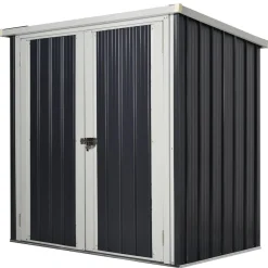 Abri de jardin - remise pour outils - abri vélo - abri poubelle - 2 portes verrouillables - dim. 147L x 86l x 134H cm - tôle d'acier noir blanc