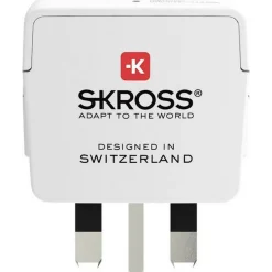 Adaptateur secteur de voyage Europe vers Grande Bretagne + Double chargeur USB - Blanc