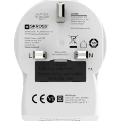 Adaptateur secteur de voyage Europe vers Grande Bretagne + Double chargeur USB - Blanc