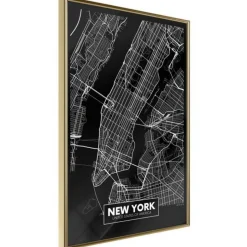 Affiche Murale Encadrée City Map New York Dark