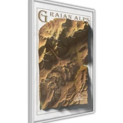 Affiche Murale Encadrée Raised Relief Map Graian Alps