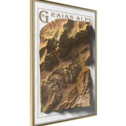 Affiche Murale Encadrée Raised Relief Map Graian Alps