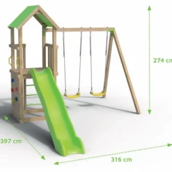 Aire de jeux avec toboggan - Bois - H2,20m - SMART XPERIENCE