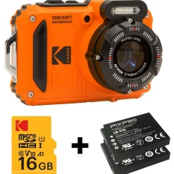 Appareil photo Compact WPZ2 Orange + 1 Batterie + Carte 16 Go