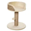Arbre à chat griffoir 2 niveaux H. 49 cm - poteau sisal, plateforme observation, jeu de boule suspendue - jute polyester beige