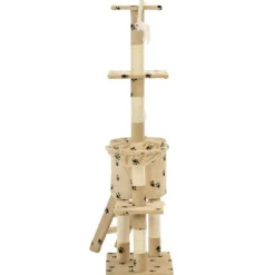 Arbre a chat avec griffoir en sisal 138cm Beige Motif de pattes
