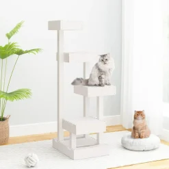 Arbre a chat Blanc 45,5x49x103 cm Bois de pin massif