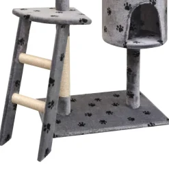 Arbre a chat et griffoir Sisal 150 cm Empreintes de pattes Gris