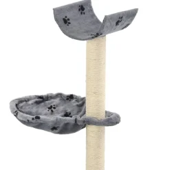 Arbre a chat et griffoir Sisal 105 cm Empreintes de pattes Gris