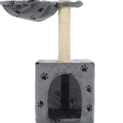 Arbre a chat et griffoir Sisal 105 cm Empreintes de pattes Gris