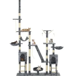 Arbre a chat et griffoirs 230-250 cm Empreintes de pattes Gris