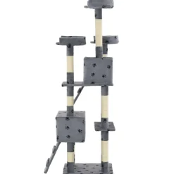 Arbre a chat et griffoirs Sisal 170cm Empreintes de pattes Gris