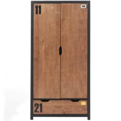 Armoire 2 Portes Alex 200cm Marron & Noir