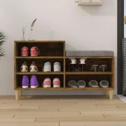 Armoire a chaussures Chene fume 102x36x60 cm Bois d'ingenierie