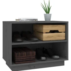 Armoire a chaussures Gris 60x34x45 cm Bois de pin massif