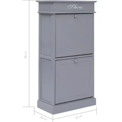 Armoire a chaussures Gris 50 x 28 x 98 cm Bois de Paulownia