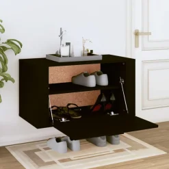 Armoire a chaussures murale Noir 70x35x38 cm Bois d'ingenierie