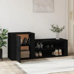 Armoire a chaussures Noir 130x35x54 cm Bois d'ingenierie