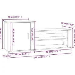 Armoire a chaussures Noir 130x35x54 cm Bois d'ingenierie