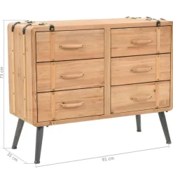 Armoire a tiroirs bois de sapin massif 91x35x73 cm
