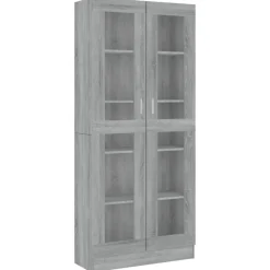 Armoire a vitrine Sonoma gris 82,5x30,5x185,5cm Bois ingenierie