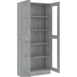 Armoire a vitrine Sonoma gris 82,5x30,5x185,5cm Bois ingenierie