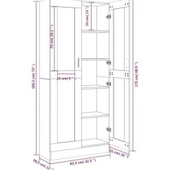 Armoire a vitrine Sonoma gris 82,5x30,5x185,5cm Bois ingenierie